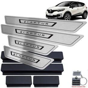 Soleira Em Aço Inox Captur 2017/2020 Preto Baixo Relevo