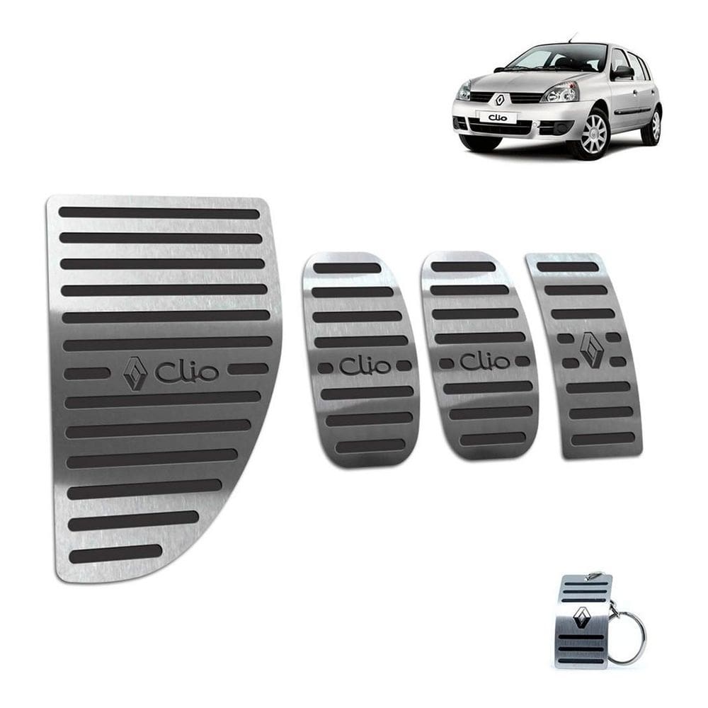 Pedaleira Com Descanso Aço Inox Renault Clio 2000/2012 Preto