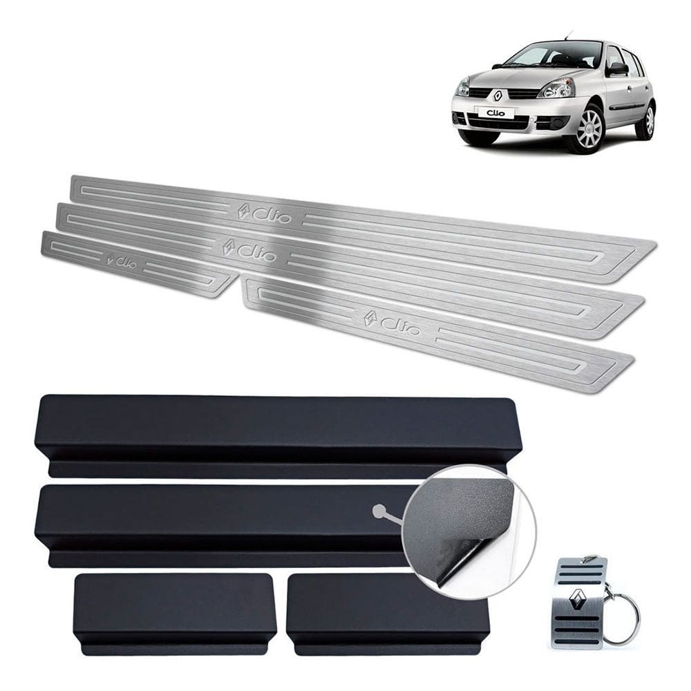 Soleiras Renault Clio 2000/2012 Prata Baixo Relevo