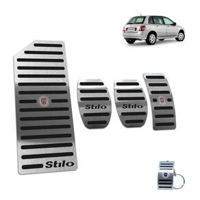 Pedaleiras + Descanso Fiat Stilo 2003 A 2011 Manual Preto