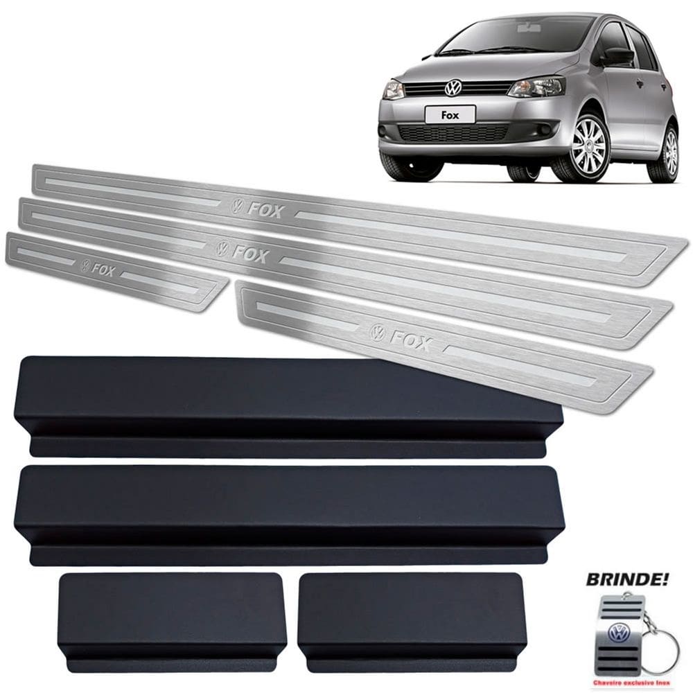 Soleiras Em Aço Inox Prata Baixo Relevo Fox 2004 A 2013