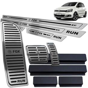 Soleira Pedaleira Auto Descanso Fox Run 2016 a 2017 Preto BR