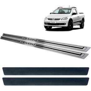 Soleira De Porta Vw Saveiro G5 Aço Inox  Preto + Vinil