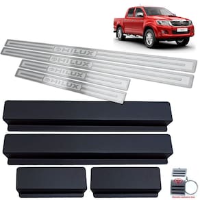 Soleira Prata Alto Relevo Aço Inox Hilux 2012 A 2015