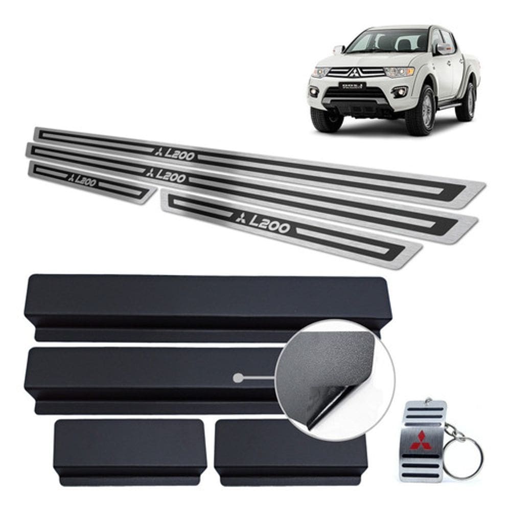 Soleiras Mitsubishi L200 Triton 2008/2017 Preto Alto Relevo