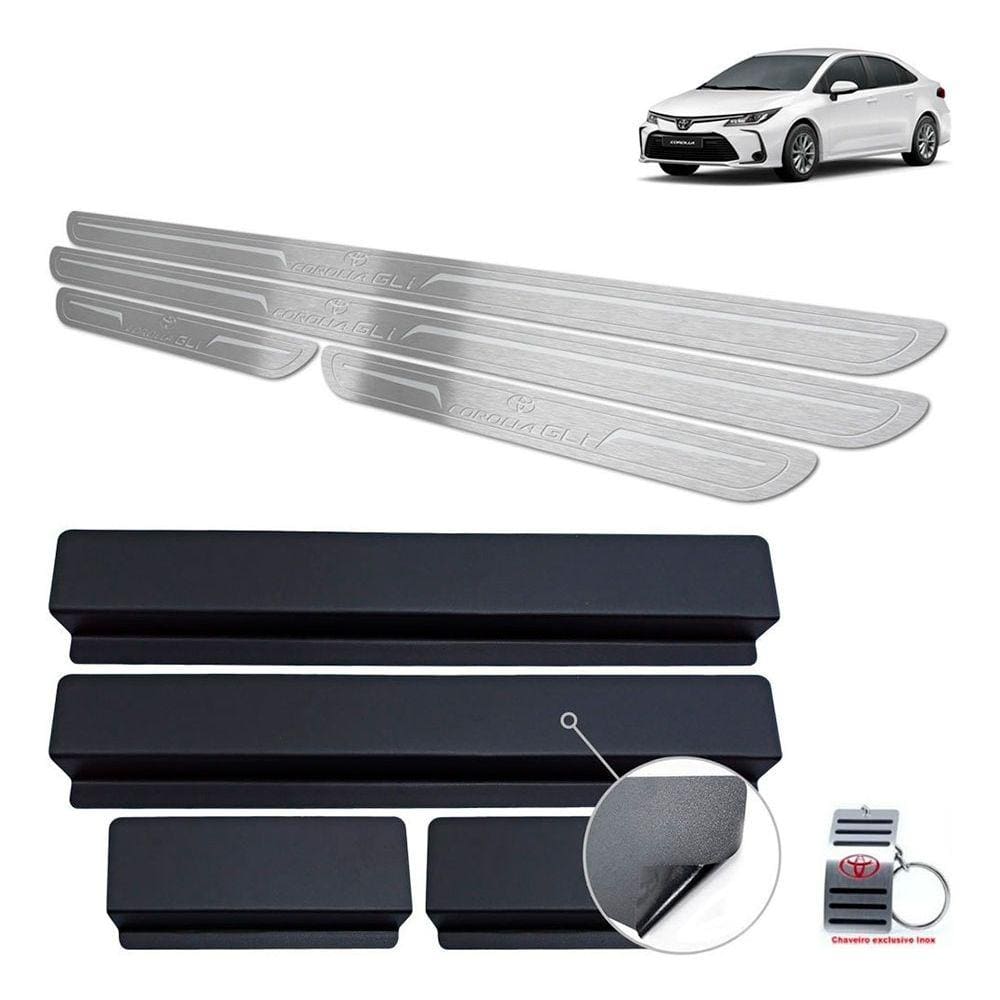 Soleiras Aço Inox Toyota Corolla Gli 2020 Prata Baixo Relevo