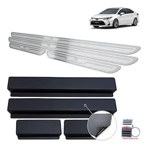 Soleiras Em Aço Inox Toyota Corolla 2020 Prata Alto Relevo