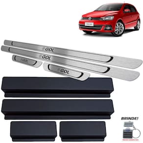 Soleiras Aço Inox Preto Baixo Relevo Gol G6 G7 2012 A 2020