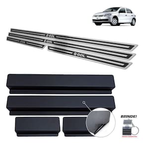 Soleiras Em Aço Inox Preto Alto Relevo Gol G5 2008 A 2012