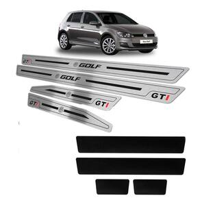 Soleiras Em Aço Inox Preto Baixo Relevo Golf Gti 1999 A 2013
