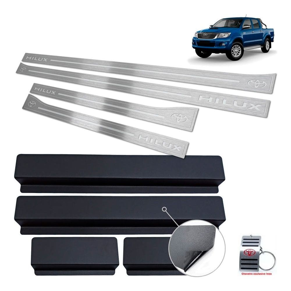 Soleira Em Aço Inox Hilux 2006 A 2012 Prata Baixo Relevo