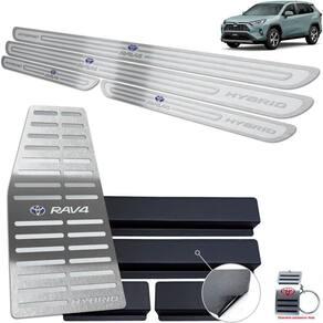 Descanso + Soleiras Prata Alto Relevo Rav4 Hybrid 2020