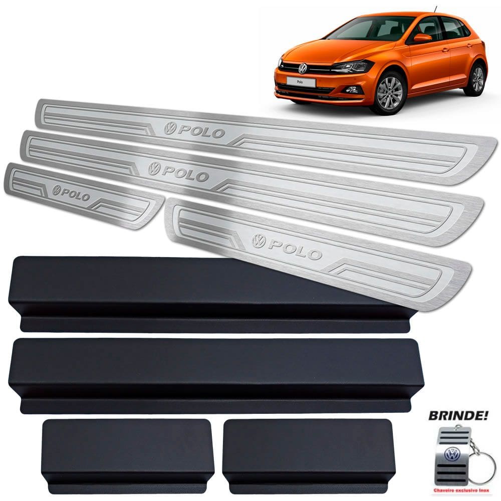 Soleiras Inox Polo 2019 2020 Gravação em Prata Alto Relevo