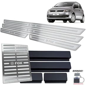 Kit Descanso + Soleira Fox 2004 A 2013 Prata Alto Relevo