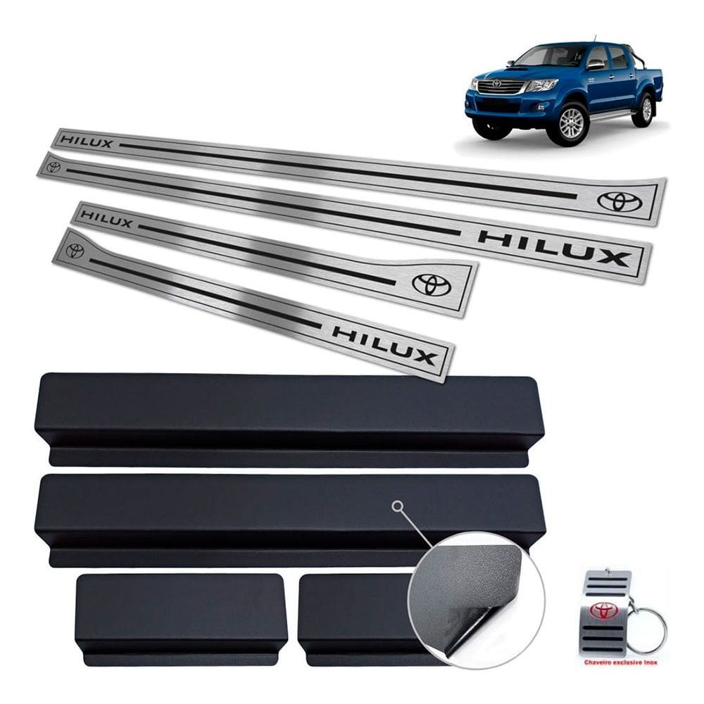 Soleira Em Aço Inox Hilux 2006 A 2012 Preto Baixo Relevo