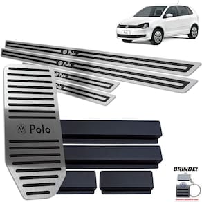 Descanso + Soleiras Vw Polo 2003 a 2015 Preto Alto Relevo