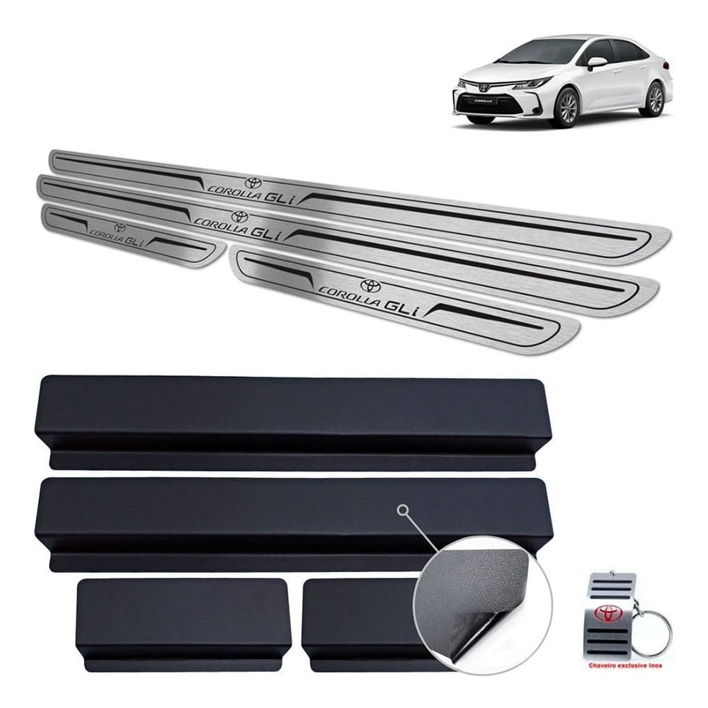 Soleiras Aço Inox Toyota Corolla Gli 2020 Preto Baixo Relevo