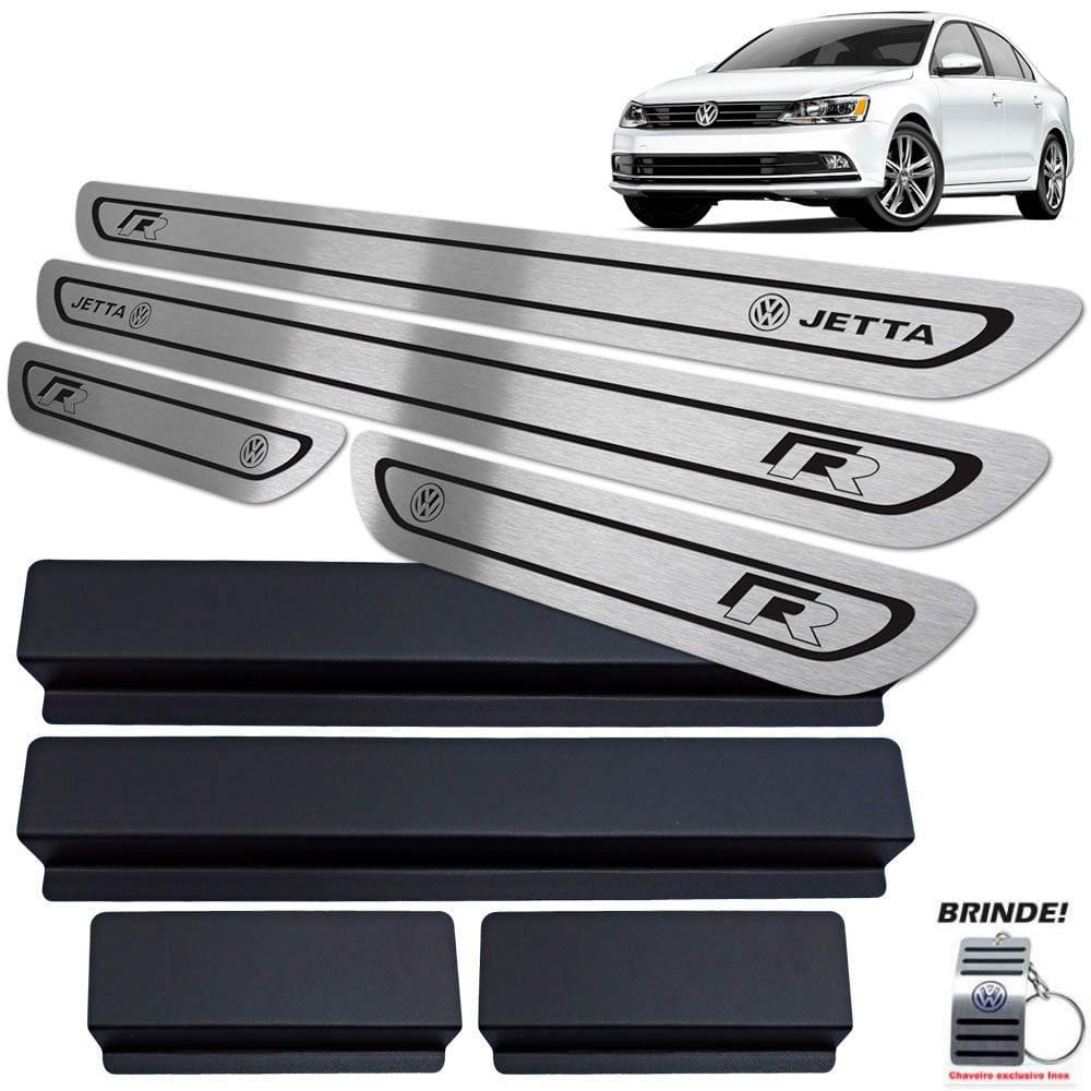 Soleira Aço Inox Jetta R-line 2011/2018 Preto Baixo Relevo