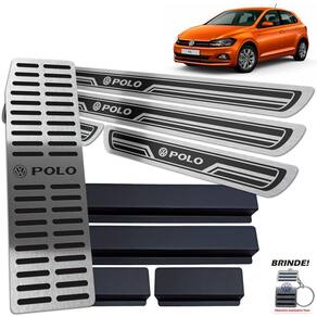 Descanso + Soleiras Preto Alto Relevo VW Polo 2019 2020