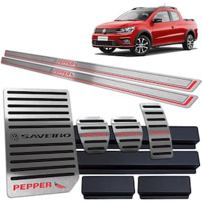 Soleira Pedaleira Descanso Saveiro Pepper 2018/2020 Preto BR