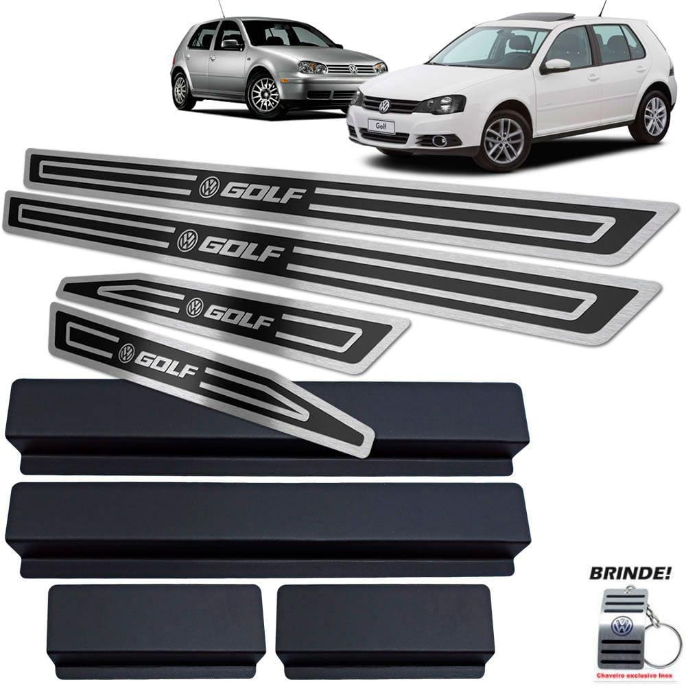 Soleiras Inox Preto Alto Relevo Volkswagen Golf 1999 A 2013