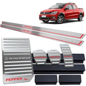 Soleira Pedaleira Descanso Saveiro Pepper 2018/2020 Prata BR