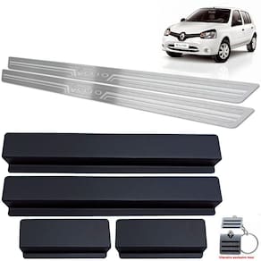 Soleiras Renault Clio 2013/2018 Prata Baixo Relevo 2 Portas