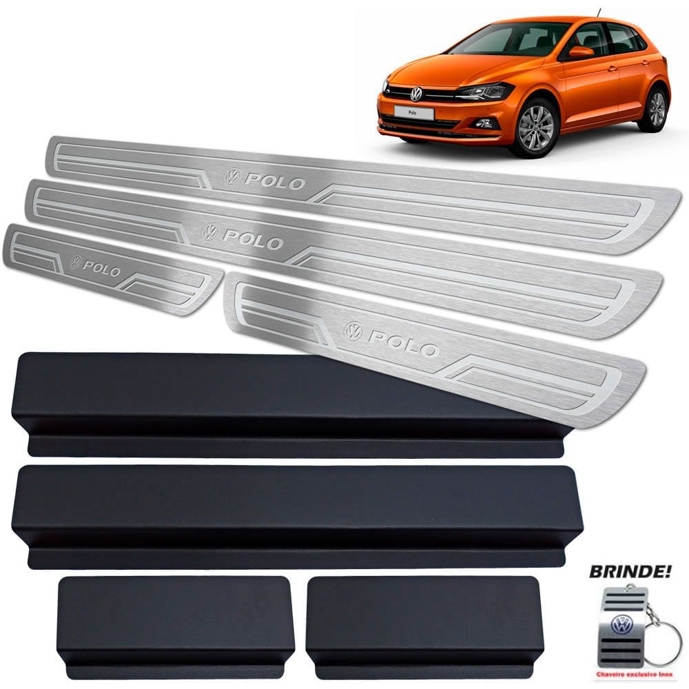 Soleiras Inox Polo 2019 2020 Gravação em Prata Baixo Relevo