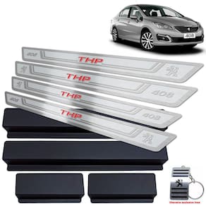 Soleira + Vinil Peugeot 408 THP 2012/2019 Prata Alto Relevo