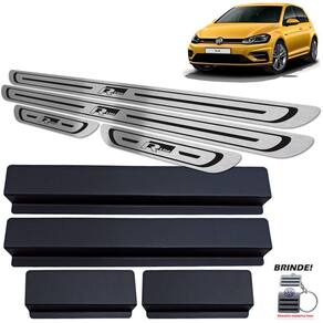 Soleiras Aço Inox Preto Baixo Relevo Golf R-line 2018 2019