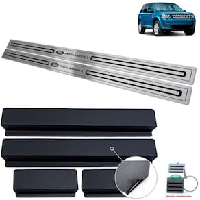 Soleira Aço Inox Land Rover Freelander 2 Preto Baixo Relevo
