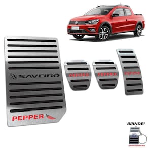 Pedaleiras Com Descanso Saveiro Pepper 2018 a 2020 Preto