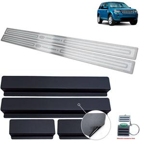 Soleira Aço Inox Land Rover Freelander 2 Prata Alto Relevo