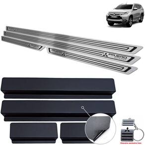 Soleira Mitsubishi Pajero Sport 2019 2021 Preto Baixo Relevo