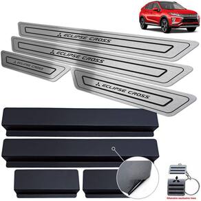 Soleira Aço Inox Mitsubishi Eclipse Cross Preto Baixo Relevo