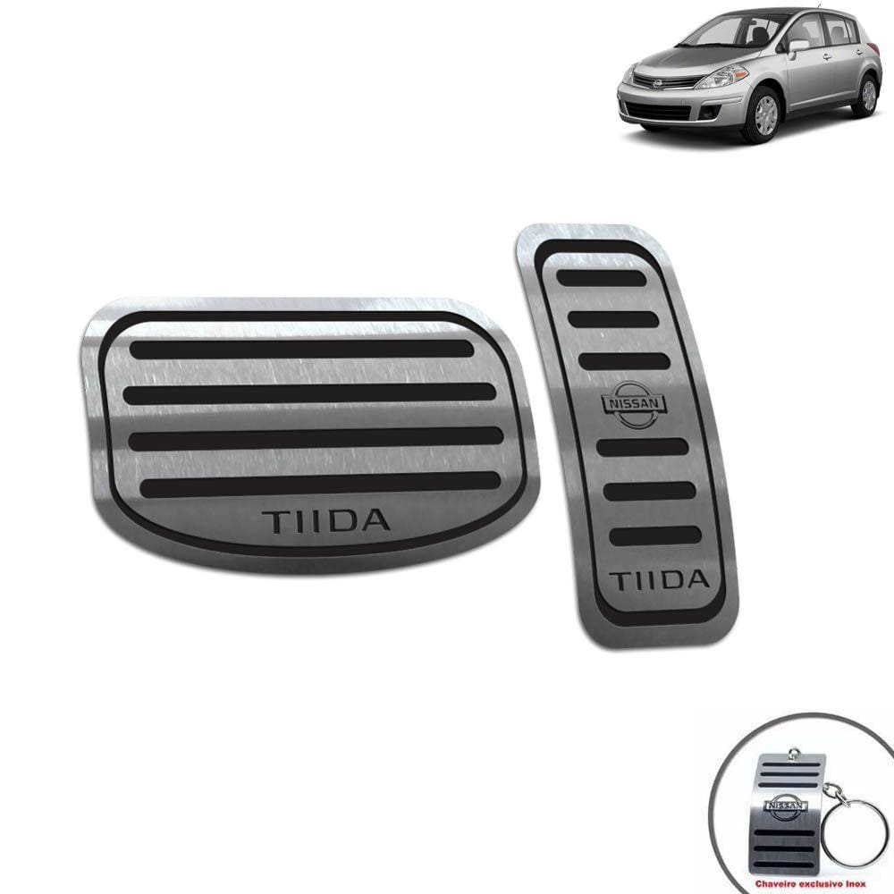 Pedaleira Automático Aço Inox Nissan Tiida 2008 A 2013 Preto