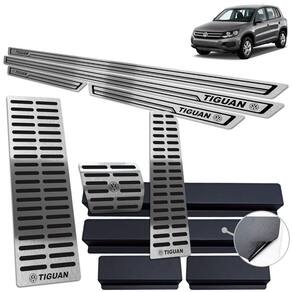 Soleira + Pedaleira + Descanso Tiguan 2012 A 2017 Preto BR