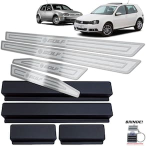 Soleiras Inox Prata Alto Relevo Volkswagen Golf 1999 A 2013