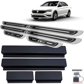Soleiras Jetta R-line 250 TSI 2018 2019 Preto Alto Relevo
