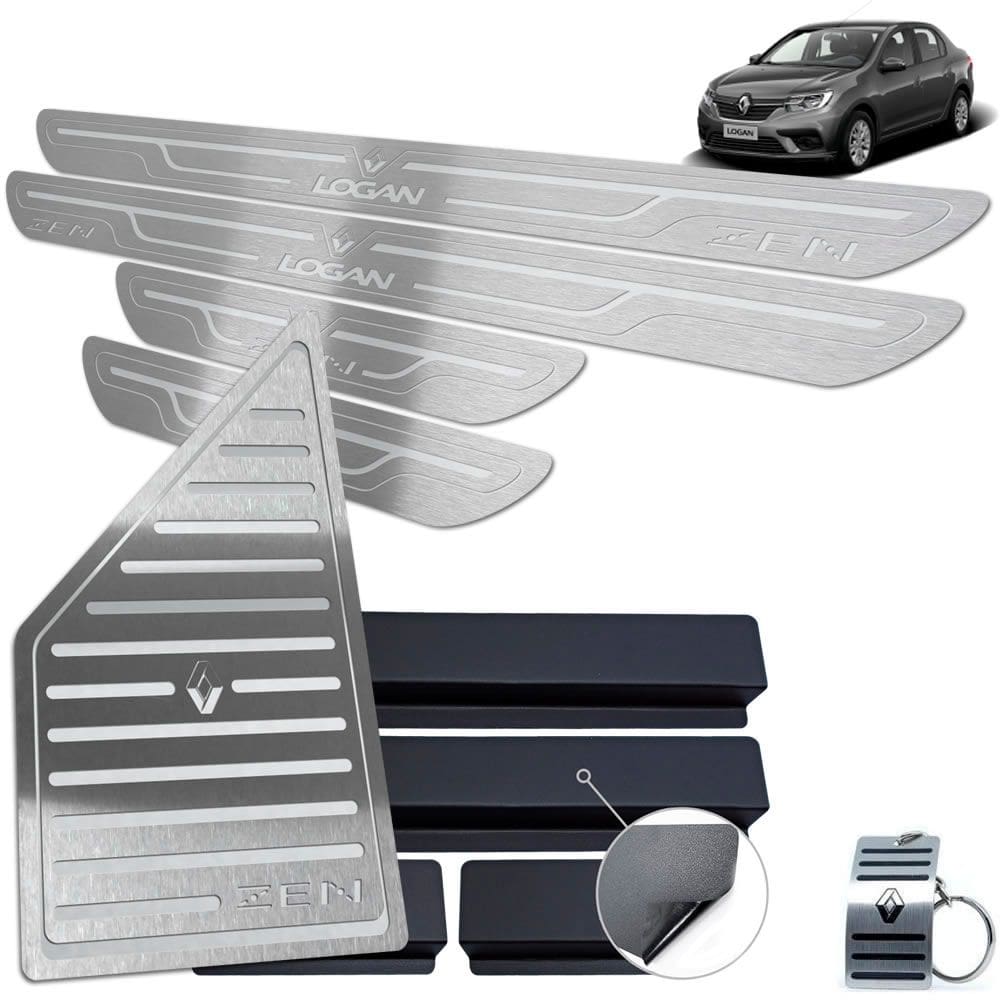 Descanso + Soleira Renault Logan Zen Prata Baixo Relevo