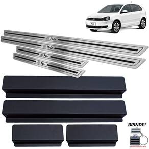 Soleiras Volkswagen Polo 2003 a 2015 Preto Baixo Relevo