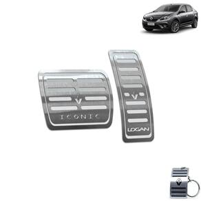 Pedaleira Automático Aço Inox Renault Logan Iconic Prata