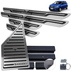 Descanso + Soleira Aço Inox Sandero 2020 Preto Alto Relevo