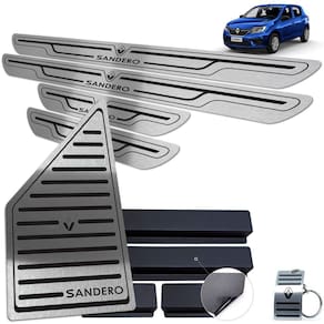 Descanso + Soleira Aço Inox Sandero 2020 Preto Baixo Relevo