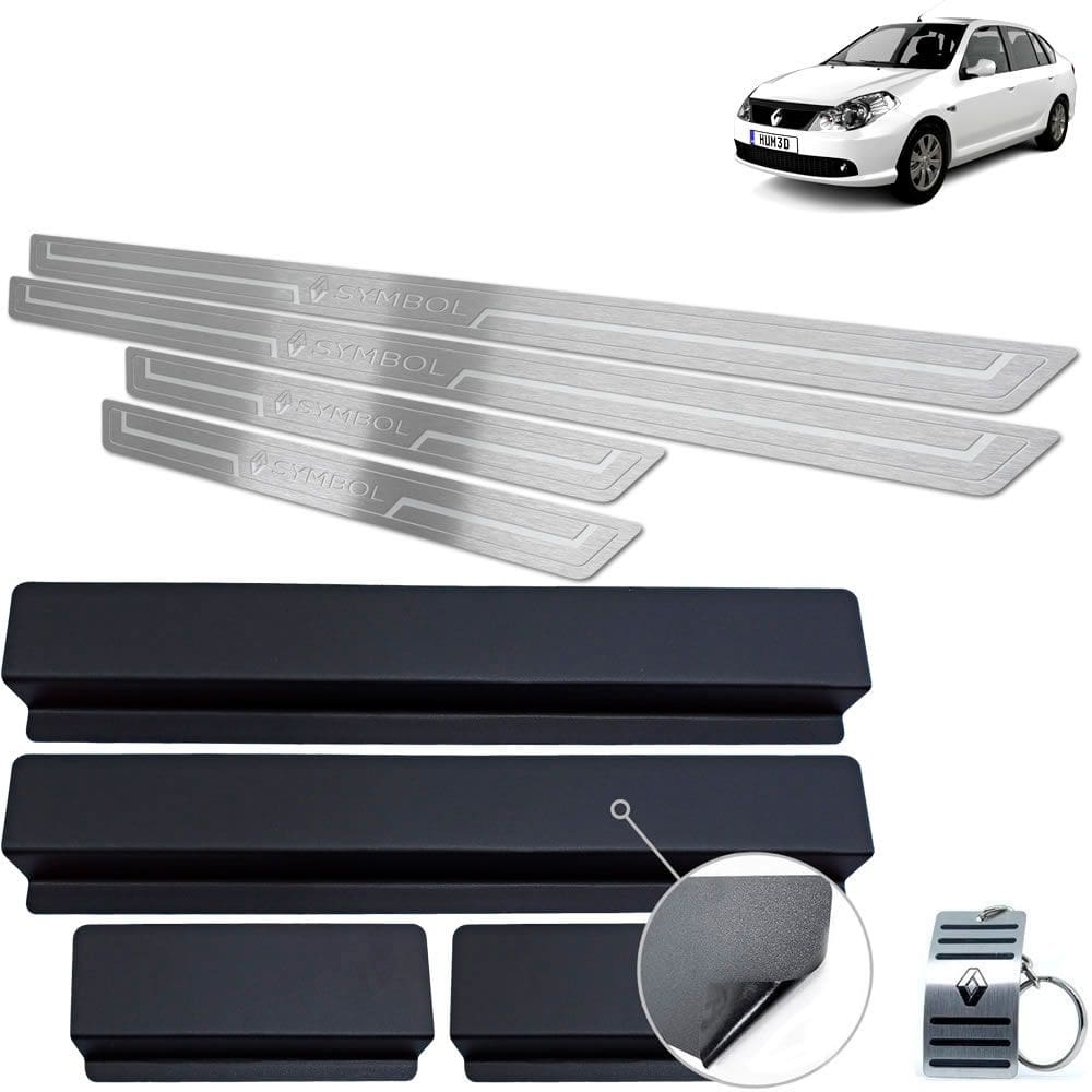 Soleira Inox Renault Symbol 2009 a 2013 Prata Baixo Relevo