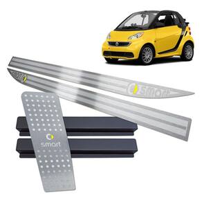 Descanso + Soleira Smart Fortwo Prata Alto Relevo