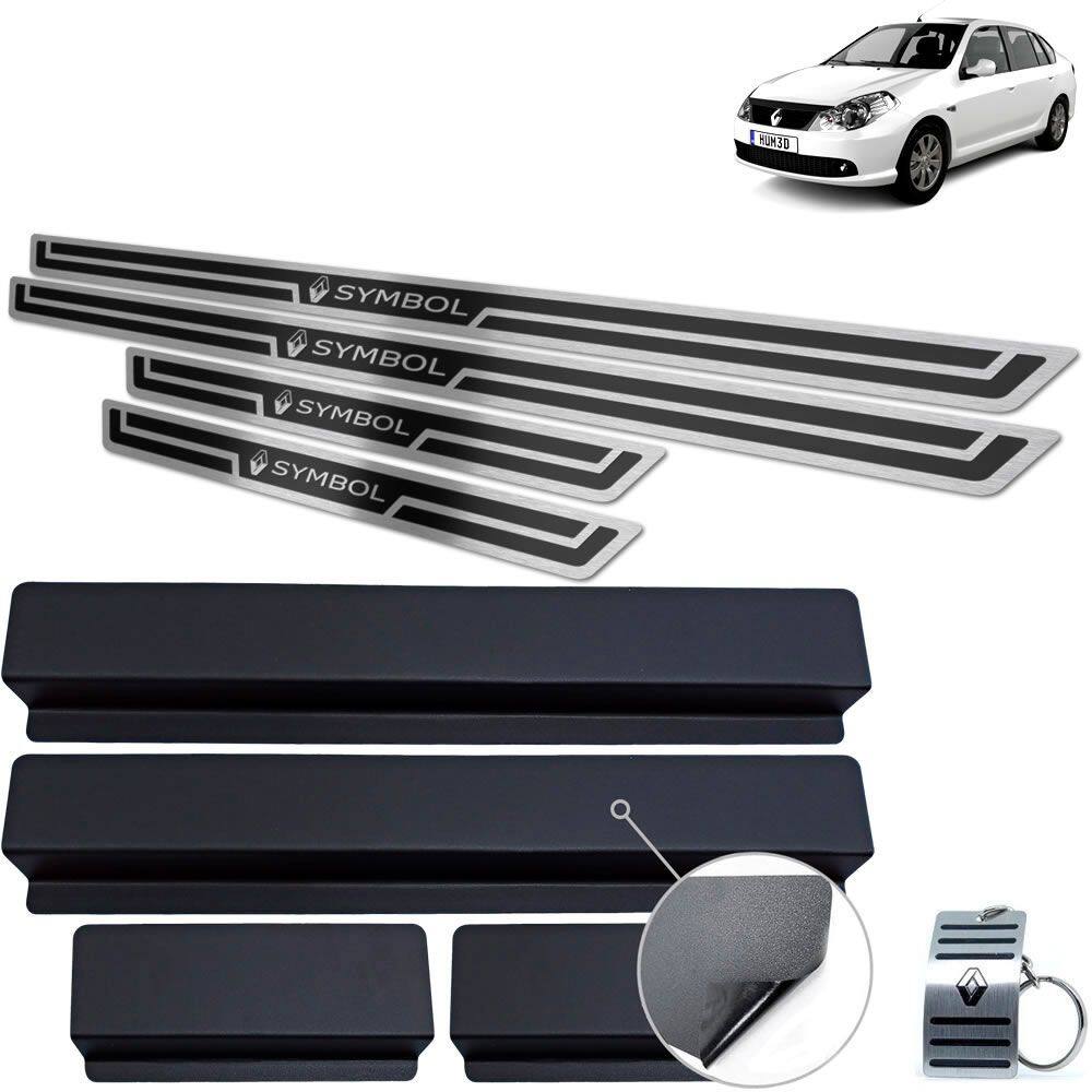 Soleira Inox Renault Symbol 2009 a 2013 Preto Alto Relevo