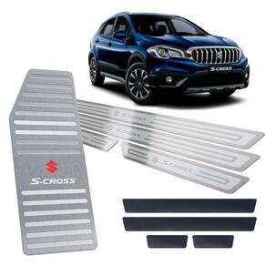 Descanso Soleira Vinil Suzuki S-cross 2017/2019 Prata Relevo