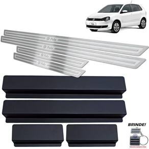 Soleiras Volkswagen Polo 2003 a 2015 Prata Alto Relevo