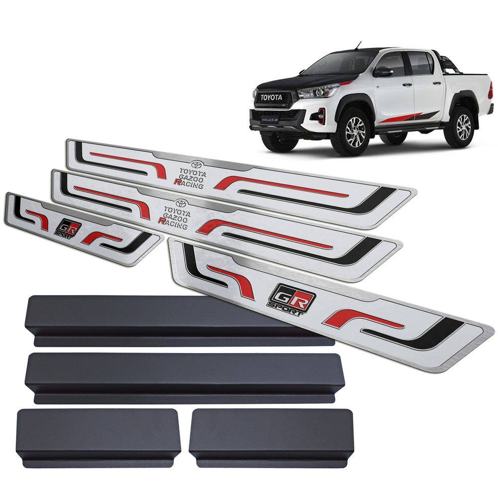 Soleira Toyota Hilux Gr Sport 2019-2021 Prata Alto Relevo